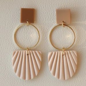 Color Block Geometric Fan Arch Drop Earrings